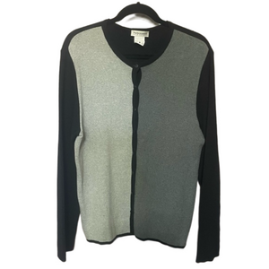 Parkhurst Canada Women's Black and Gray Colorblock Button Front Cardigan Size XL